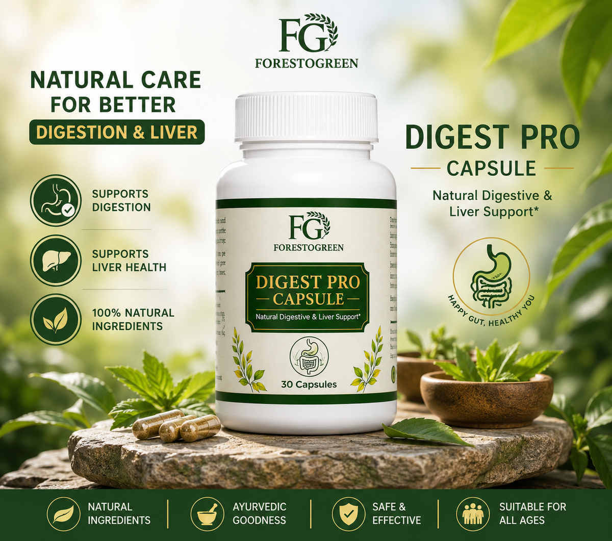 Forestogreen Digest Pro Capsule | Natural Digestive & Liver Support