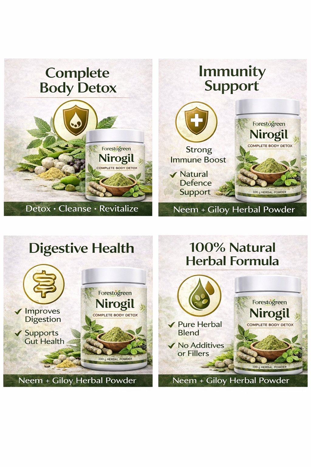Forestogreen Nirogil Complete Body Detox – Neem & Giloy Herbal Powder (100g)