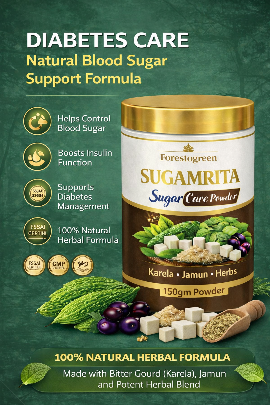 Forestogreen Sugamrita Sugarcare Combo (Powder + Drops)